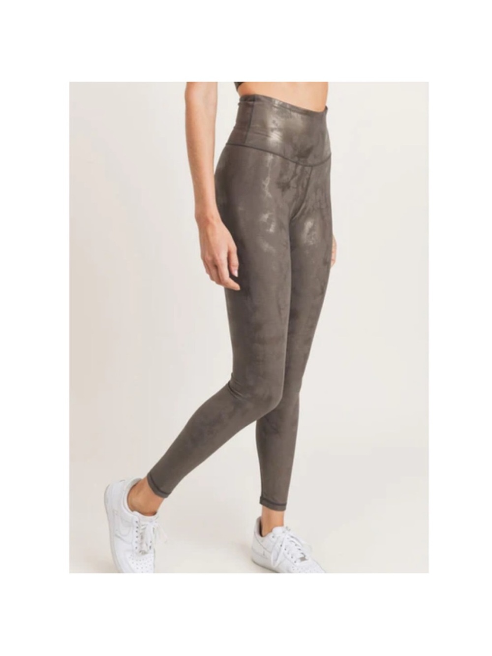 Mono B High-Waist Faux-Suede Leggings - Taupe Gray